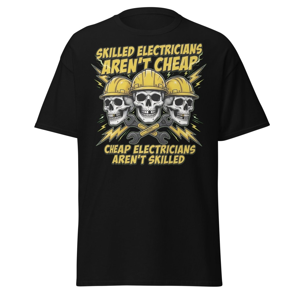 Skilled Electricians Aren't Cheap T-Shirt - Electrician Skull Tee - Black - TeeRipple