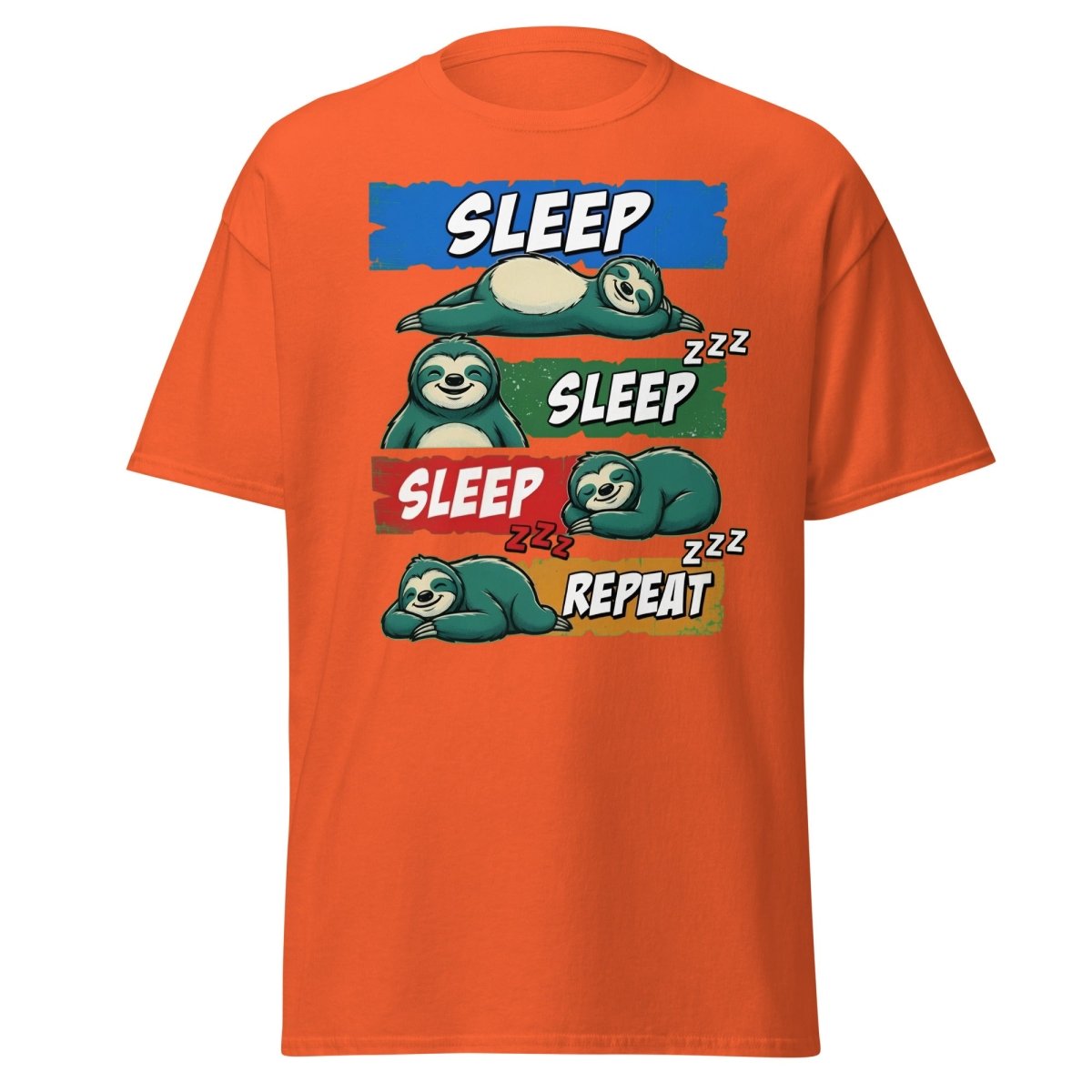 Sleep Sleep Repeat Sloth T-Shirt Funny Lazy Nap Tee - Orange - TeeRipple