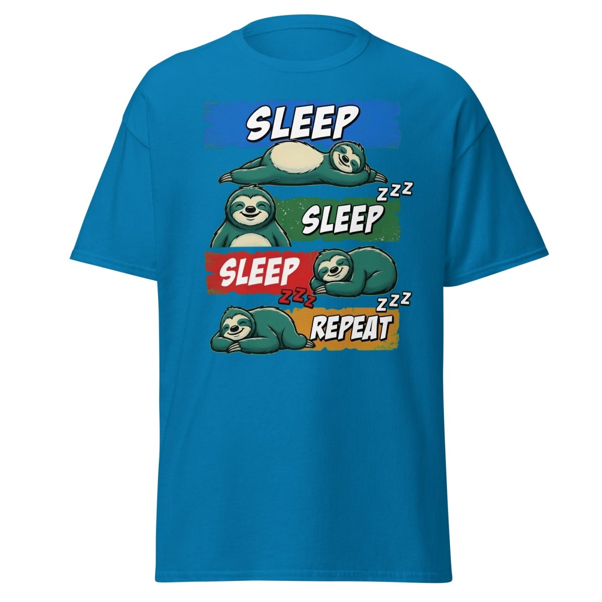 Sleep Sleep Repeat Sloth T-Shirt Funny Lazy Nap Tee - Sapphire - TeeRipple