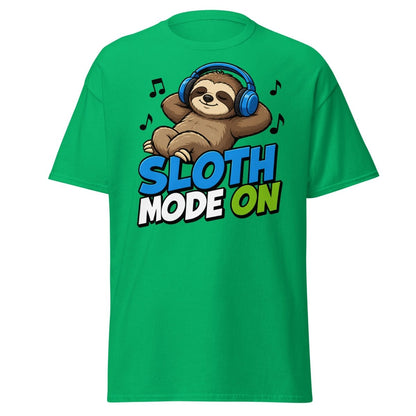 Sloth Mode On Headphones Funny Tee - Irish Green - TeeRipple