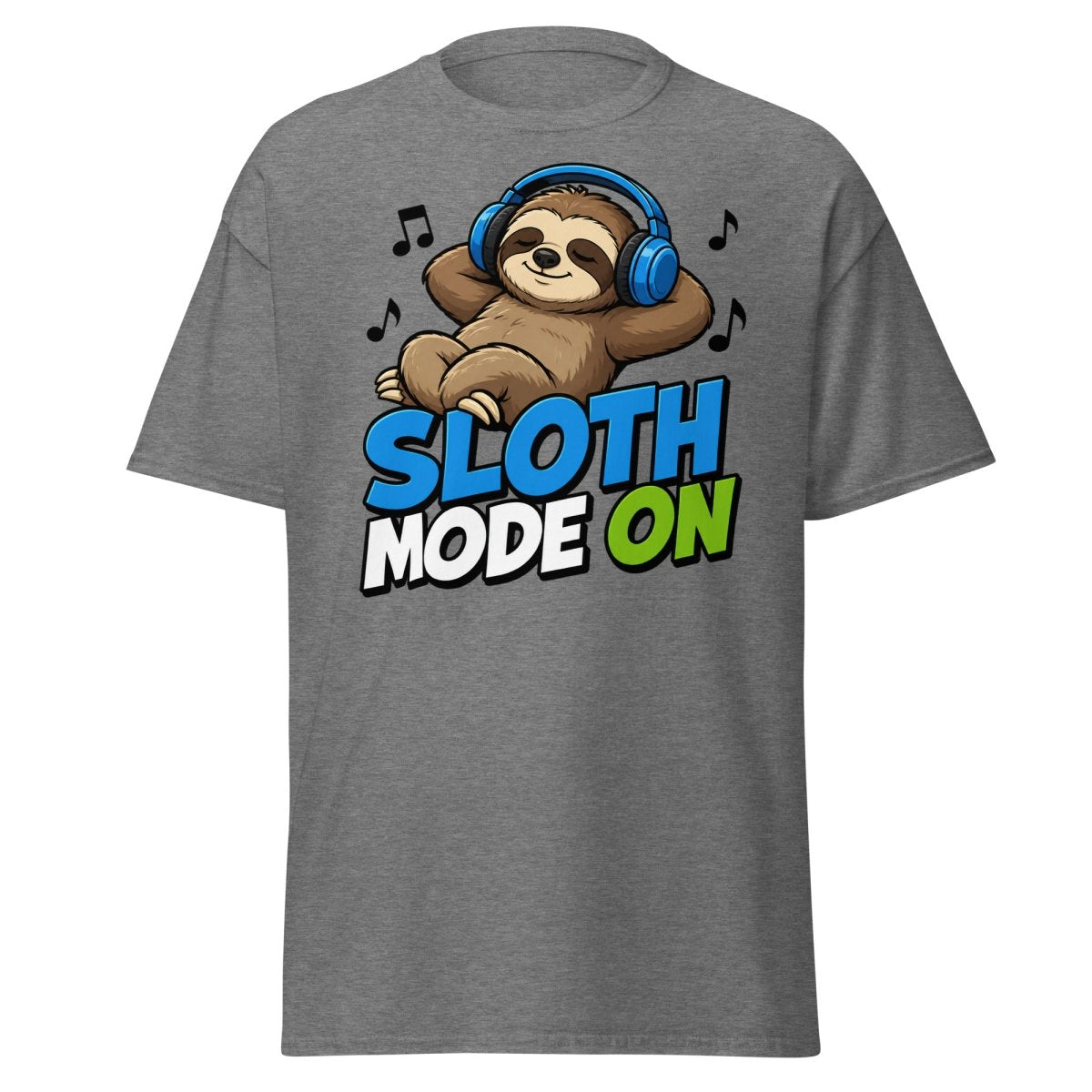 Sloth Mode On Headphones Funny Tee - Graphite Heather - TeeRipple
