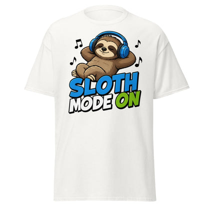 Sloth Mode On Headphones Funny Tee - White - TeeRipple