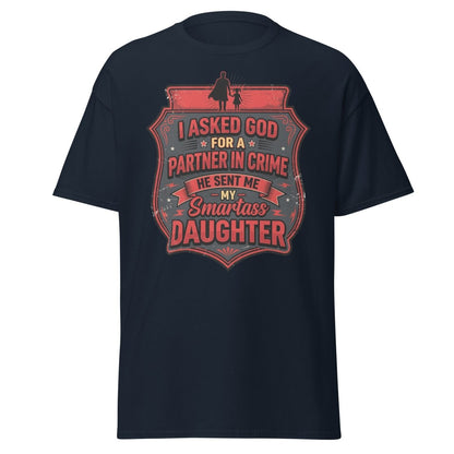 Smartass Daughter Partner in Crime Dad T-Shirt Funny Tee - Navy - TeeRipple