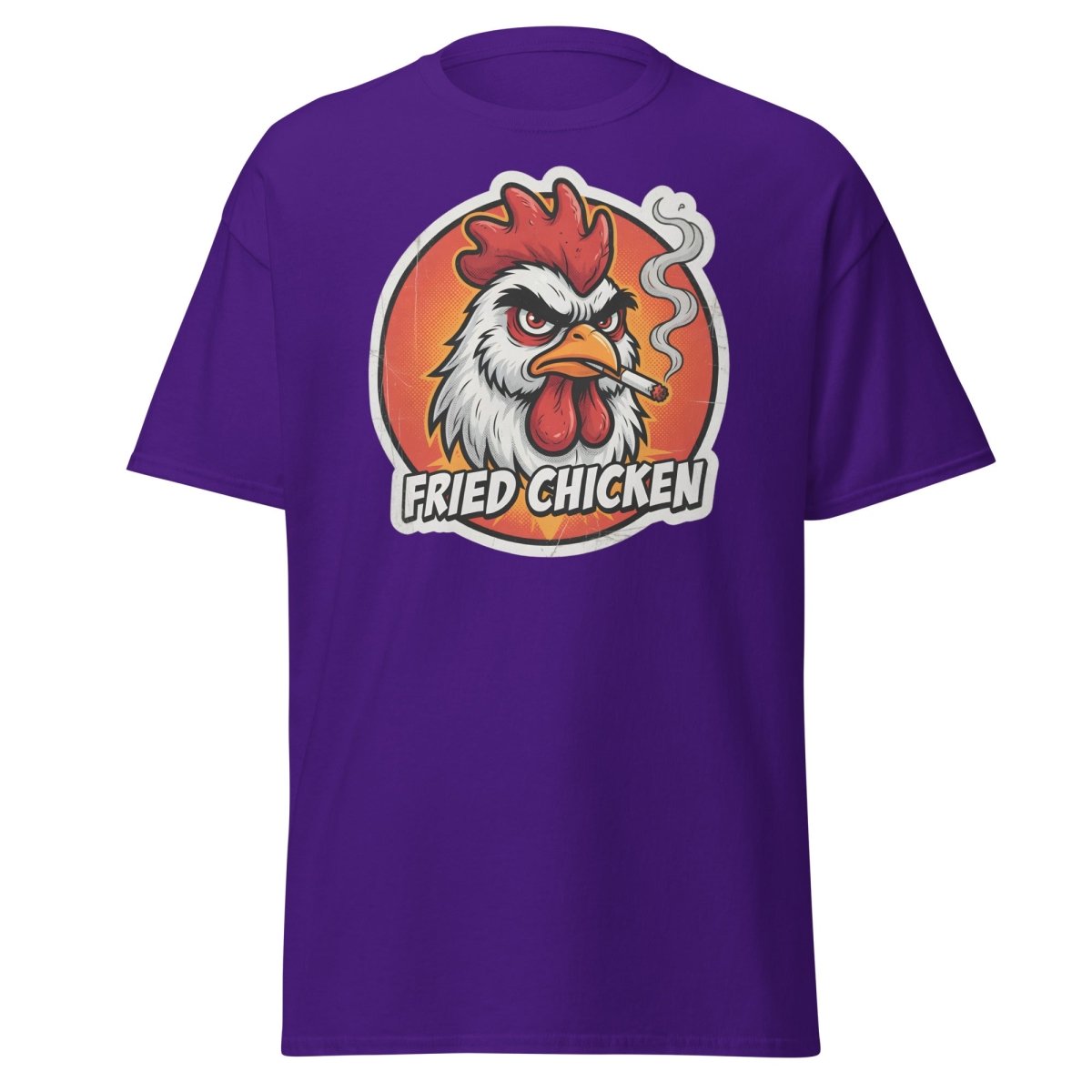 Smoking Rooster "Fried Chicken" Funny T-Shirt - Purple - TeeRipple