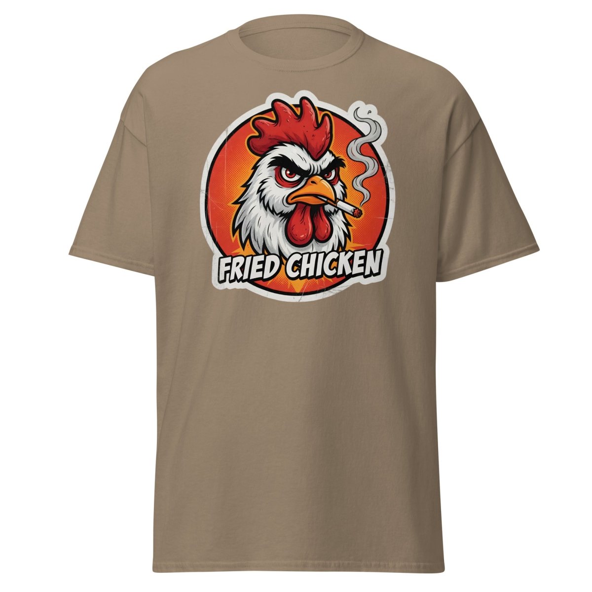 Smoking Rooster "Fried Chicken" Funny T-Shirt - Brown Savana - TeeRipple