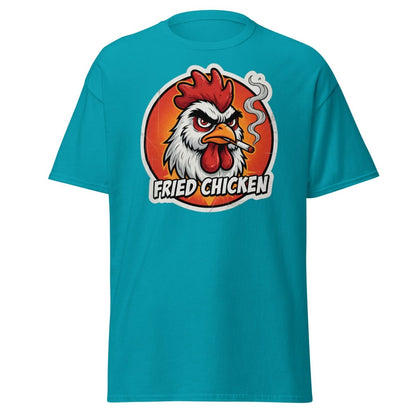 Smoking Rooster "Fried Chicken" Funny T-Shirt - Tropical Blue - TeeRipple