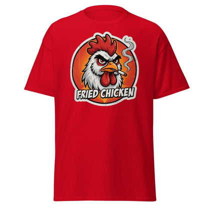 Smoking Rooster "Fried Chicken" Funny T-Shirt - Red - TeeRipple