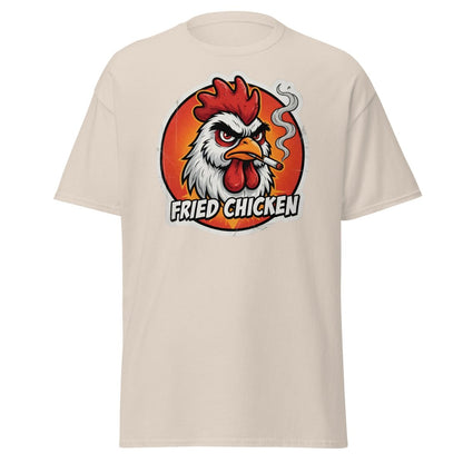 Smoking Rooster "Fried Chicken" Funny T-Shirt - Natural - TeeRipple