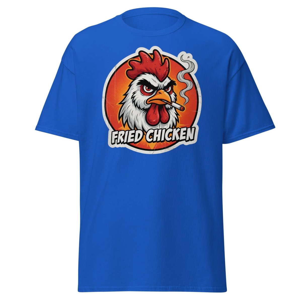 Smoking Rooster "Fried Chicken" Funny T-Shirt - Royal - TeeRipple