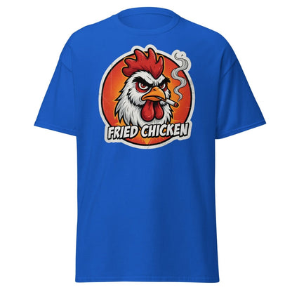 Smoking Rooster "Fried Chicken" Funny T-Shirt - Royal - TeeRipple