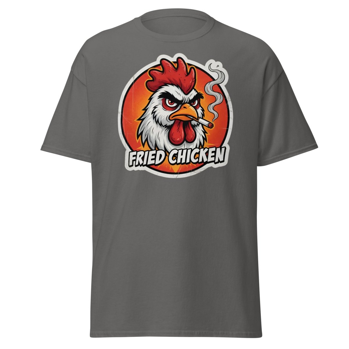 Smoking Rooster "Fried Chicken" Funny T-Shirt - Charcoal - TeeRipple