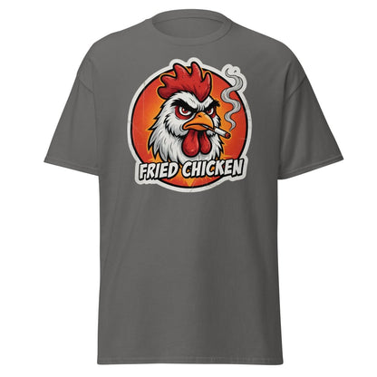Smoking Rooster "Fried Chicken" Funny T-Shirt - Charcoal - TeeRipple