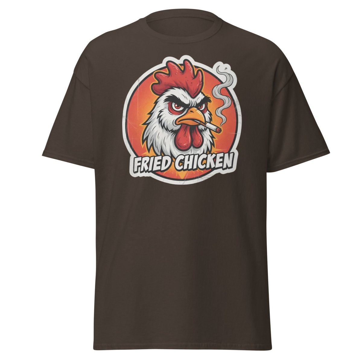 Smoking Rooster "Fried Chicken" Funny T-Shirt - Dark Chocolate - TeeRipple
