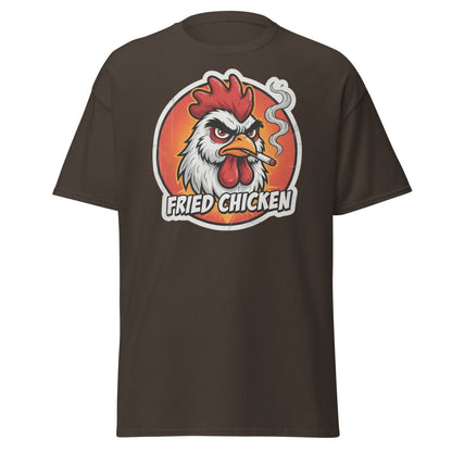 Smoking Rooster "Fried Chicken" Funny T-Shirt - Dark Chocolate - TeeRipple