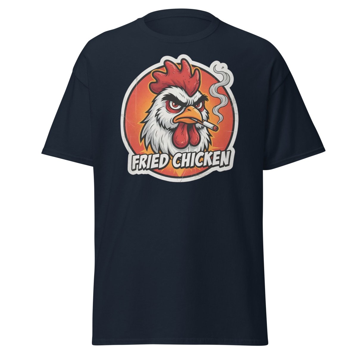 Smoking Rooster "Fried Chicken" Funny T-Shirt - Navy - TeeRipple