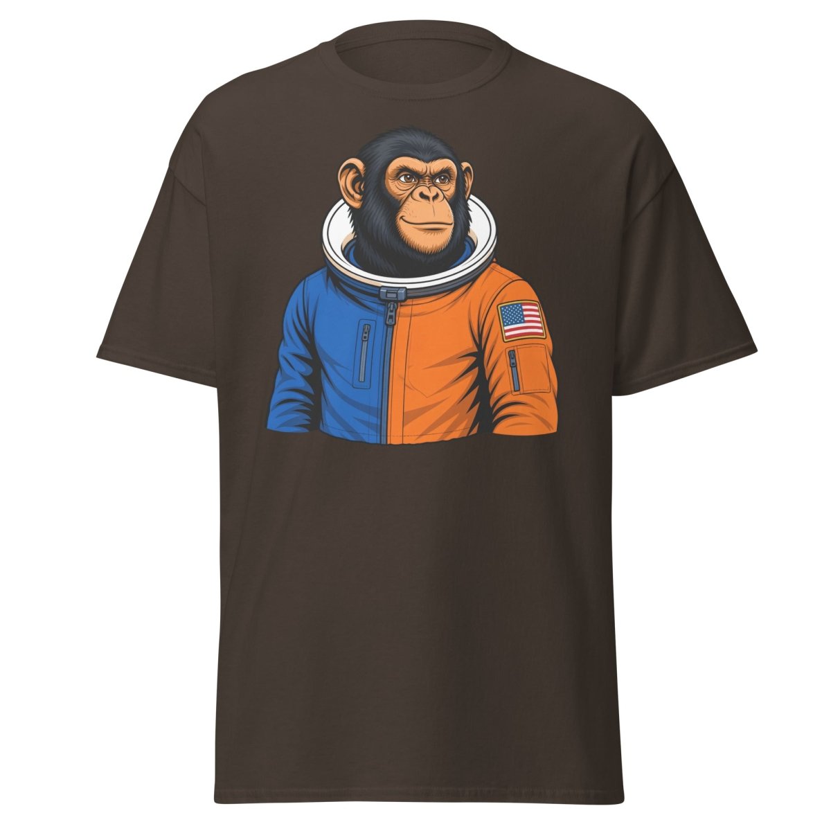 Space Chimp Astronaut Graphic T-Shirt - Dark Chocolate - TeeRipple