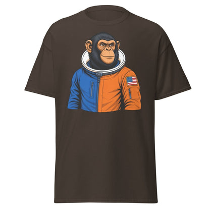 Space Chimp Astronaut Graphic T-Shirt - Dark Chocolate - TeeRipple