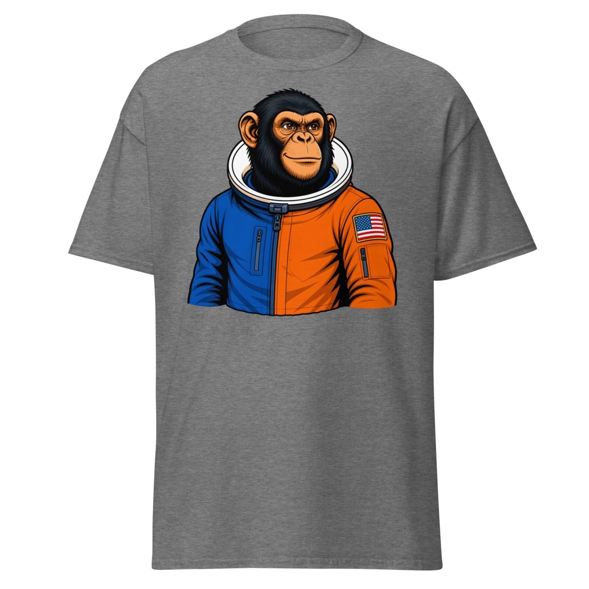 Space Chimp Astronaut Graphic T-Shirt - Graphite Heather - TeeRipple