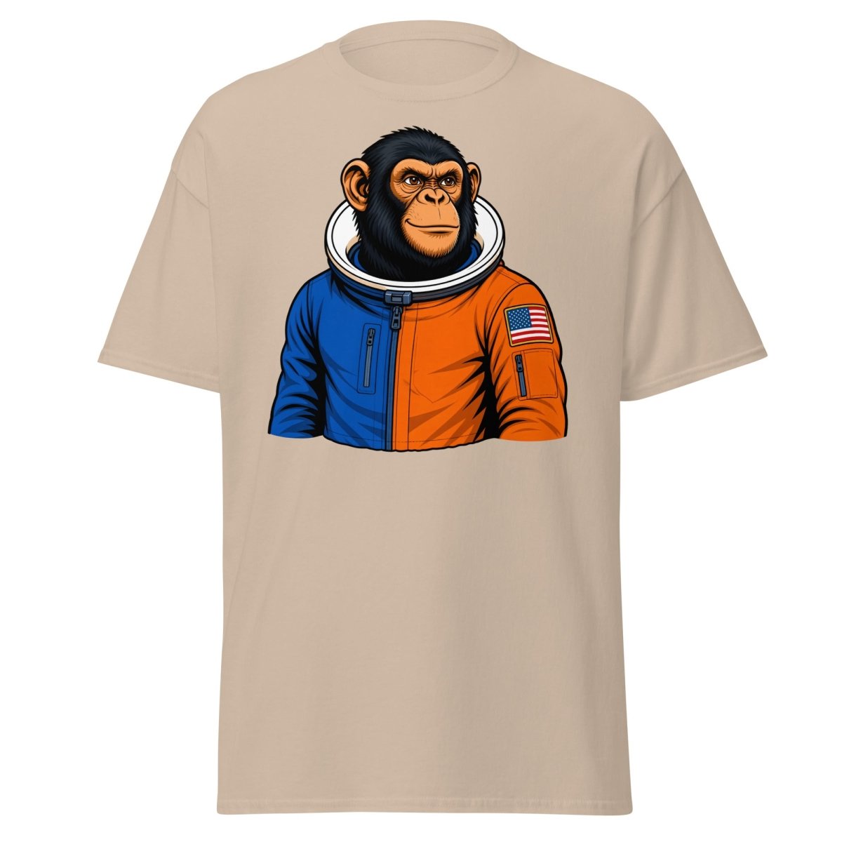Space Chimp Astronaut Graphic T-Shirt - Sand - TeeRipple