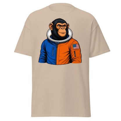 Space Chimp Astronaut Graphic T-Shirt - Sand - TeeRipple