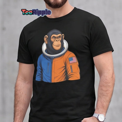 Space Chimp Astronaut Graphic T-Shirt - Maroon - TeeRipple