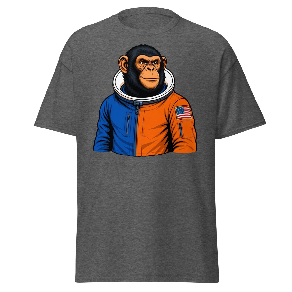 Space Chimp Astronaut Graphic T-Shirt - Dark Heather - TeeRipple