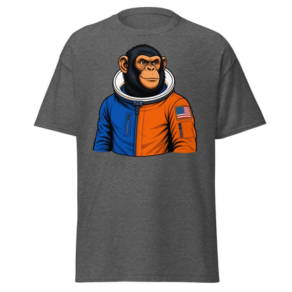 Space Chimp Astronaut Graphic T-Shirt - Dark Heather - TeeRipple