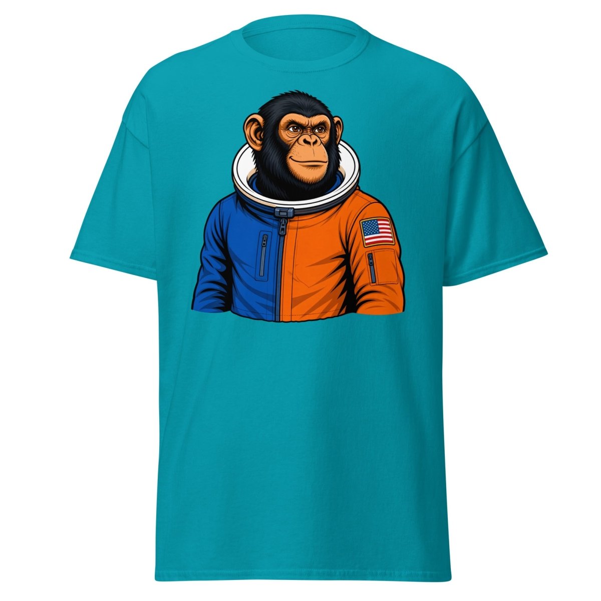 Space Chimp Astronaut Graphic T-Shirt - Tropical Blue - TeeRipple