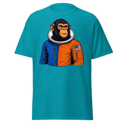 Space Chimp Astronaut Graphic T-Shirt - Tropical Blue - TeeRipple