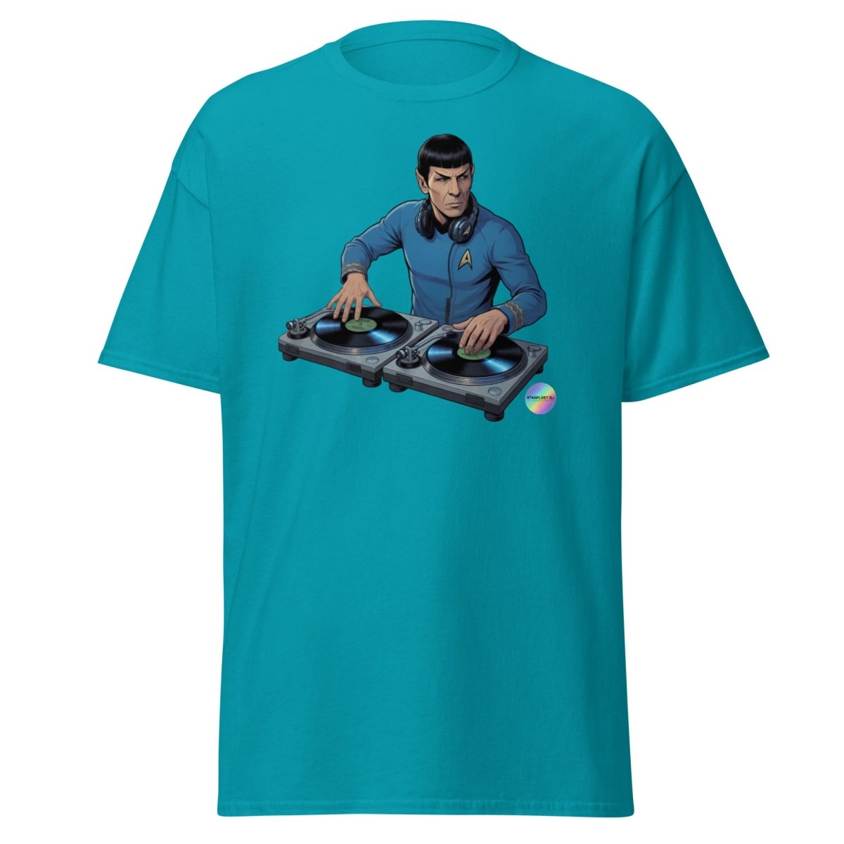 Spock DJ T-Shirt - Funny Spock Turntable Tee - Tropical Blue - TeeRipple