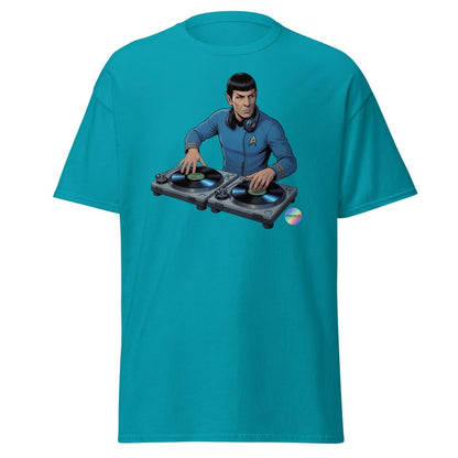Spock DJ T-Shirt - Funny Spock Turntable Tee - Tropical Blue - TeeRipple