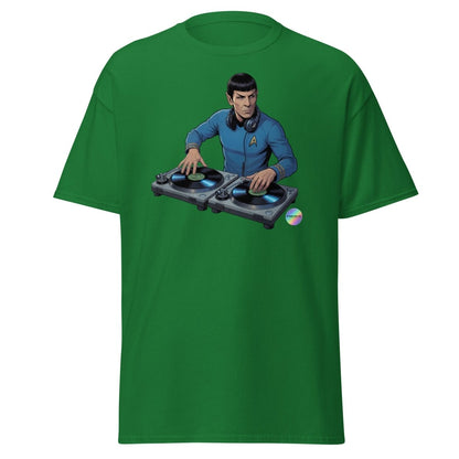 Spock DJ T-Shirt - Funny Spock Turntable Tee - Turf Green - TeeRipple