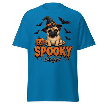 Spooky Season Witch Pug Halloween T-Shirt - Sapphire - TeeRipple