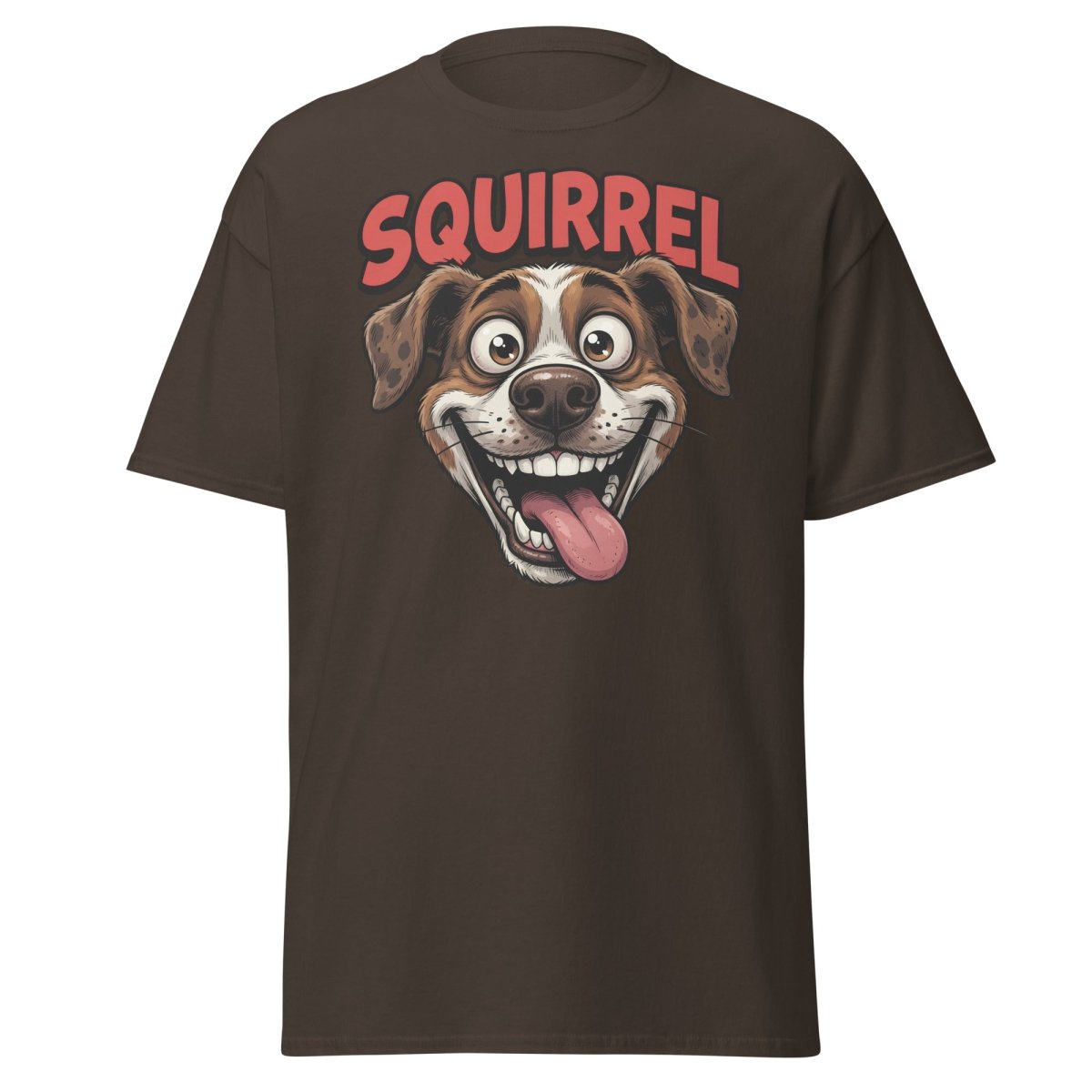 SQUIRREL! Funny Dog T-Shirt - Distracted Puppy Tee - Dark Chocolate - TeeRipple