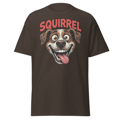 SQUIRREL! Funny Dog T-Shirt - Distracted Puppy Tee - Dark Chocolate - TeeRipple