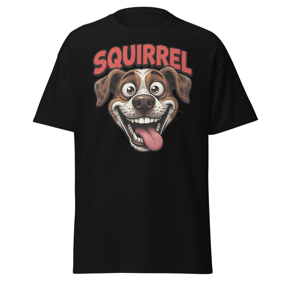 SQUIRREL! Funny Dog T-Shirt - Distracted Puppy Tee - Black - TeeRipple