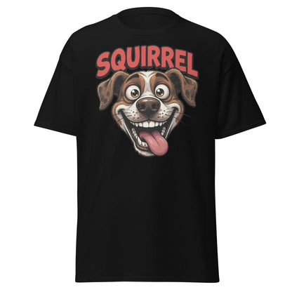 SQUIRREL! Funny Dog T-Shirt - Distracted Puppy Tee - Black - TeeRipple