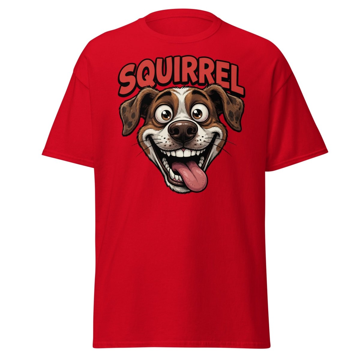 SQUIRREL! Funny Dog T-Shirt - Distracted Puppy Tee - Red - TeeRipple