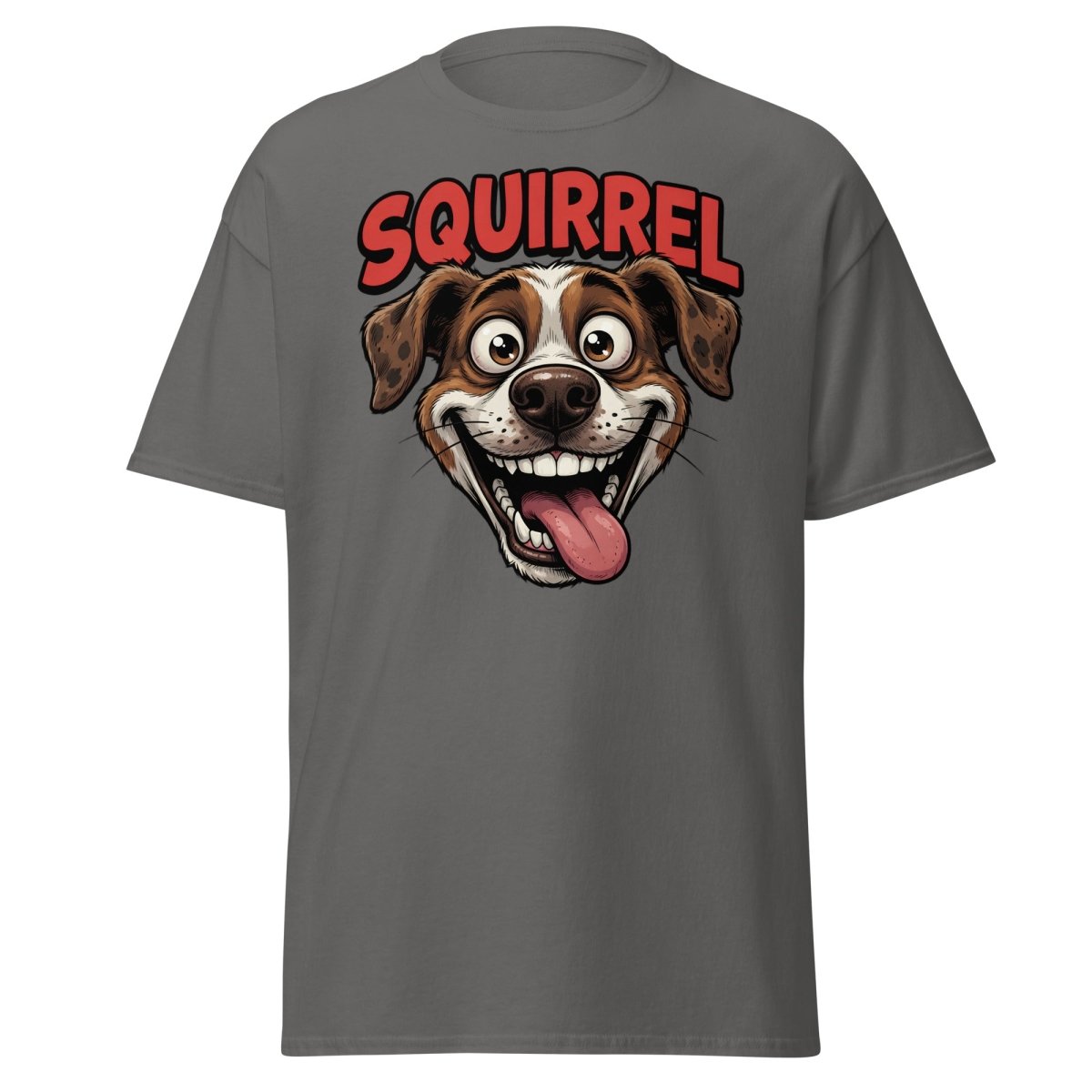 SQUIRREL! Funny Dog T-Shirt - Distracted Puppy Tee - Charcoal - TeeRipple