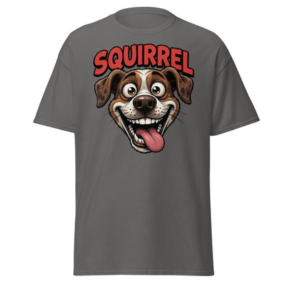 SQUIRREL! Funny Dog T-Shirt - Distracted Puppy Tee - Charcoal - TeeRipple