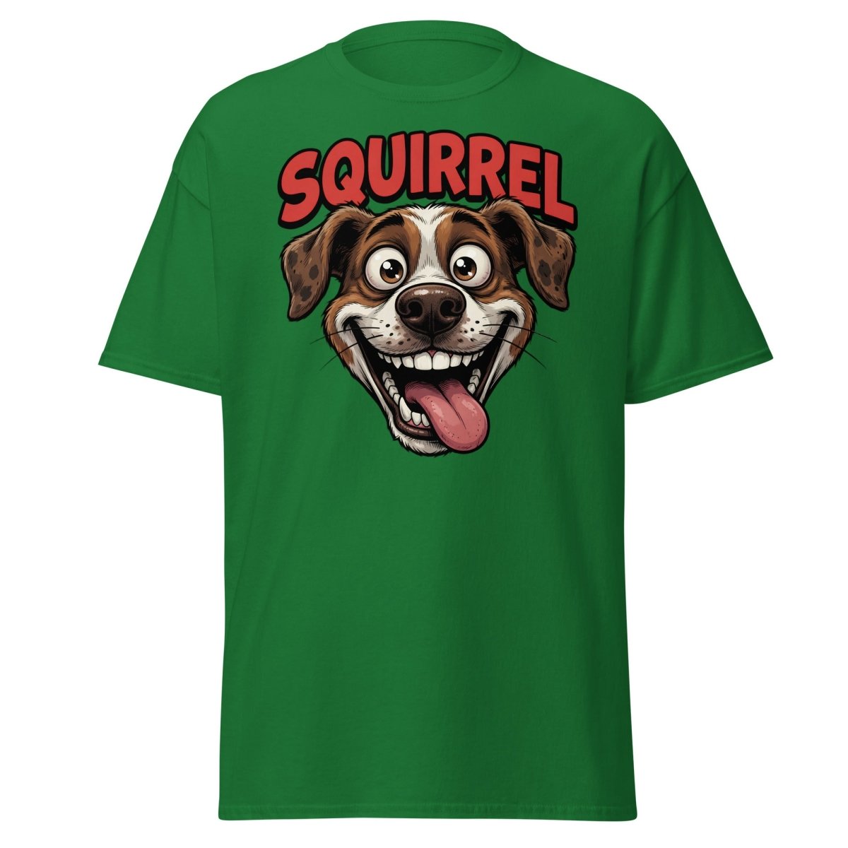 SQUIRREL! Funny Dog T-Shirt - Distracted Puppy Tee - Turf Green - TeeRipple