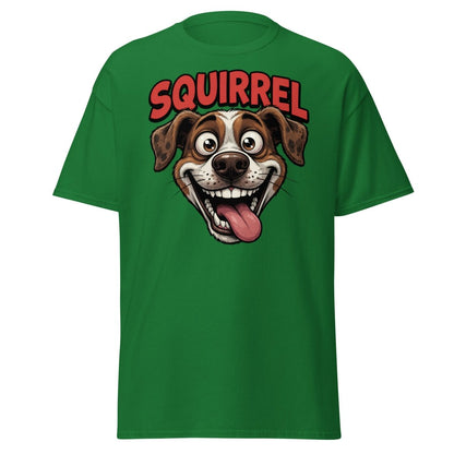 SQUIRREL! Funny Dog T-Shirt - Distracted Puppy Tee - Turf Green - TeeRipple