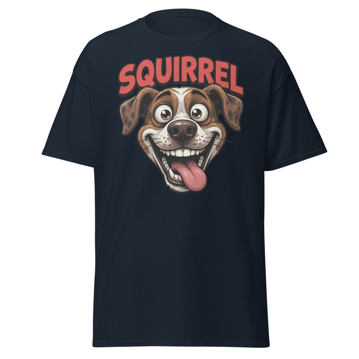 SQUIRREL! Funny Dog T-Shirt - Distracted Puppy Tee - Navy - TeeRipple