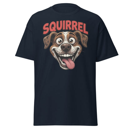 SQUIRREL! Funny Dog T-Shirt - Distracted Puppy Tee - Navy - TeeRipple