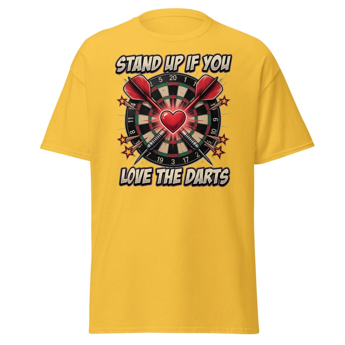 Stand Up If You Love The Darts T-Shirt | Dartboard Heart Design - Daisy - TeeRipple