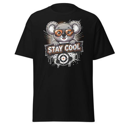 Stay Cool Koala T-Shirt - Funny Cartoon Sunglasses Tee - Black - TeeRipple