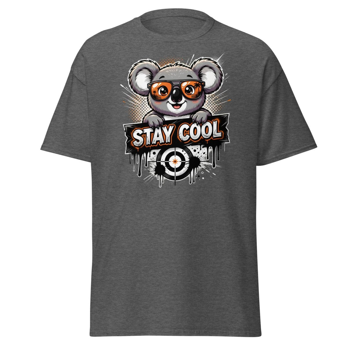 Stay Cool Koala T-Shirt - Funny Cartoon Sunglasses Tee - Dark Heather - TeeRipple