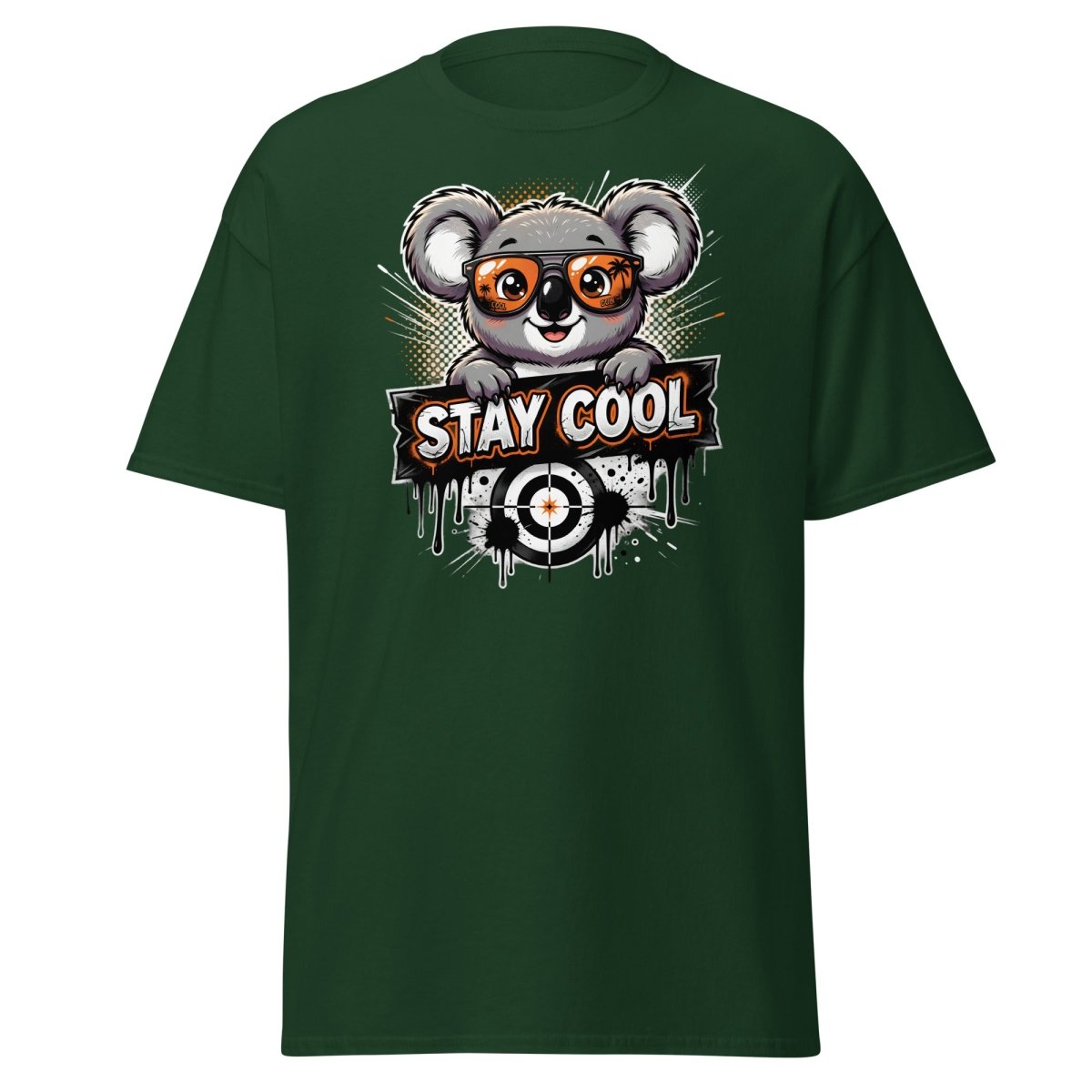 Stay Cool Koala T-Shirt - Funny Cartoon Sunglasses Tee - Forest Green - TeeRipple