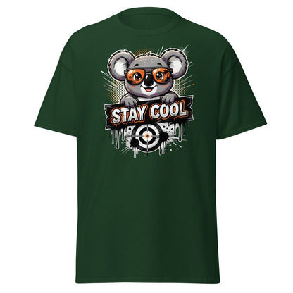 Stay Cool Koala T-Shirt - Funny Cartoon Sunglasses Tee - Forest Green - TeeRipple