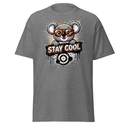 Stay Cool Koala T-Shirt - Funny Cartoon Sunglasses Tee - Graphite Heather - TeeRipple